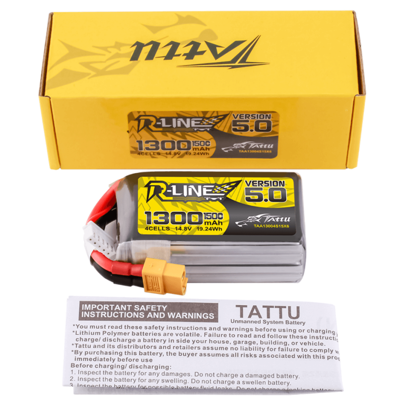 LiPol Battery Tattu R-Line 5.0 4S 14.8V 1300mAh 150C XT60