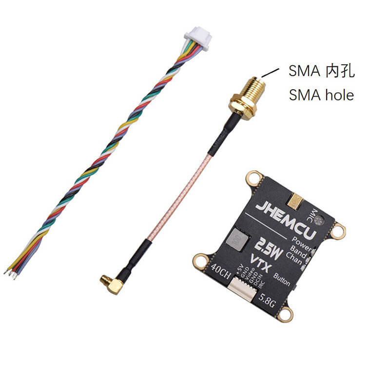 JHEMCU VTX2W5 – 5.8GHz 2.5W FPV Video Transmitter with Audio