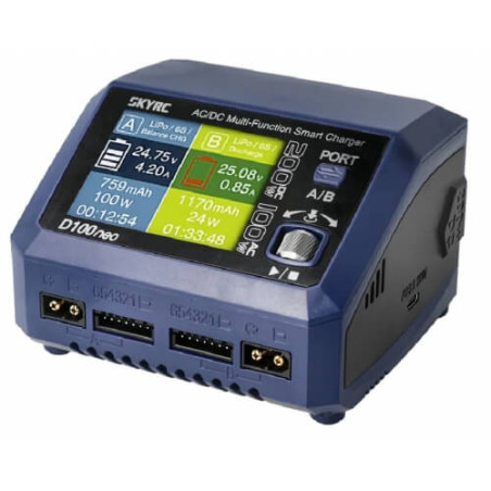 SkyRC D100neo Ładowarka do Akumulatorów 2 Porty 200W USB-C PD 20W AC DC