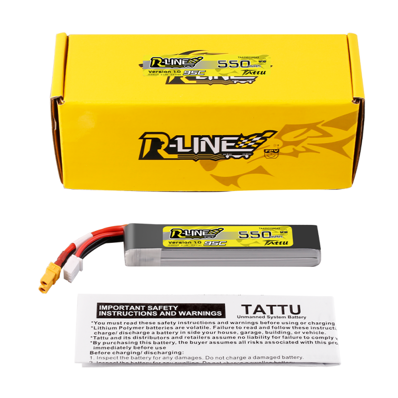 LiPo Battery Tattu R-Line 2S 7.4V 550mAh 95C XT30