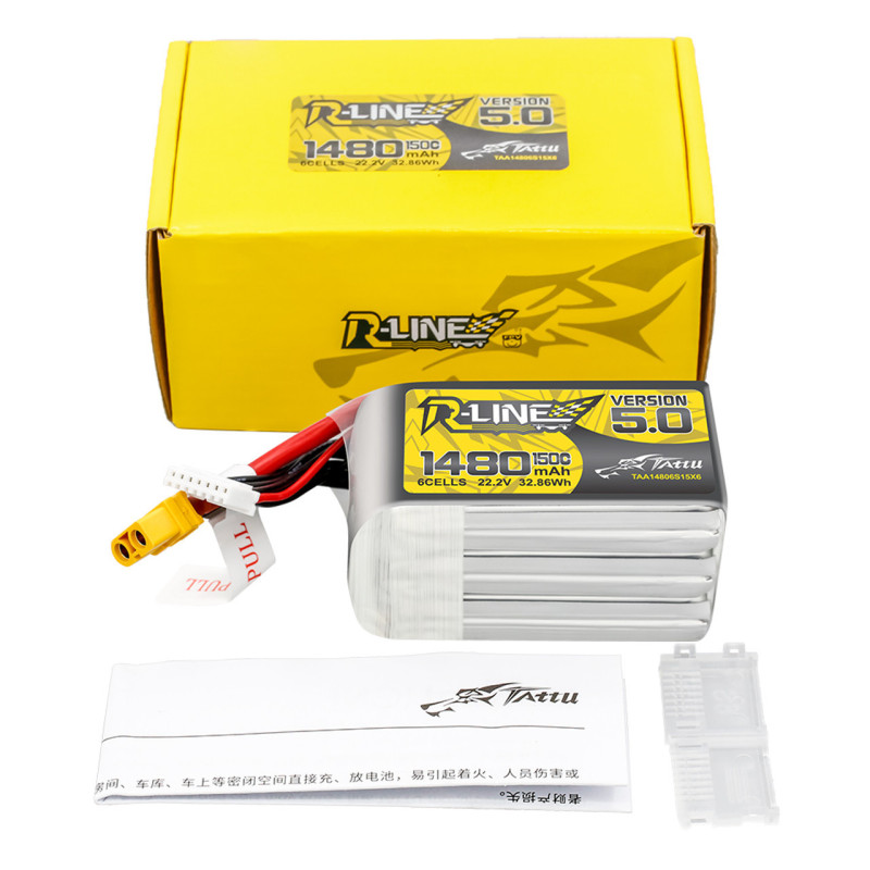 Akumulator Lipol Tattu R-Line 5.0 6S 22.2V 1480mAh 150C XT60