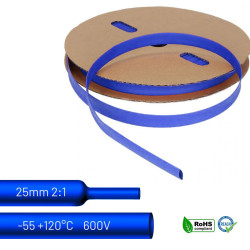 25mm blue heat shrink tubing – aesthetic and reliable wire insulation.