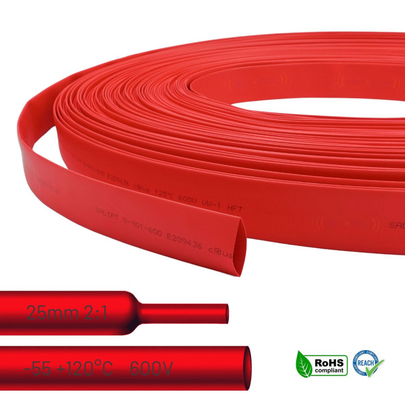 25mm red heat shrink tubing – perfect for wire protection and marking.