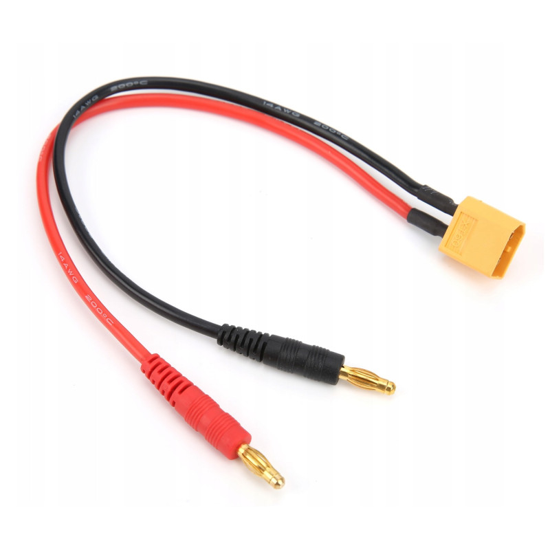 Adapter Przejściówka XT60 - wtyk bananowy 4,0mm 15cm 12AWG do ładowarek
