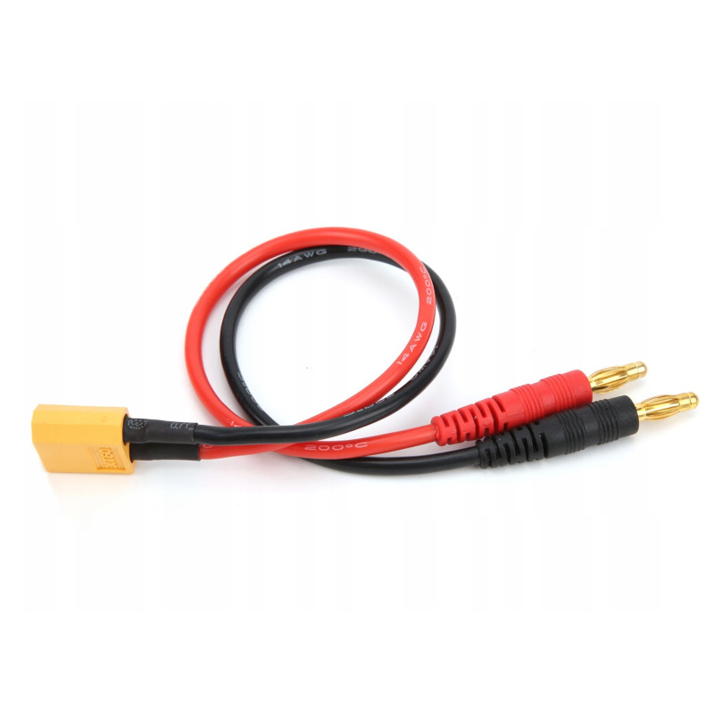 Adapter Przejściówka XT60 - wtyk bananowy 4,0mm 15cm 12AWG do ładowarek