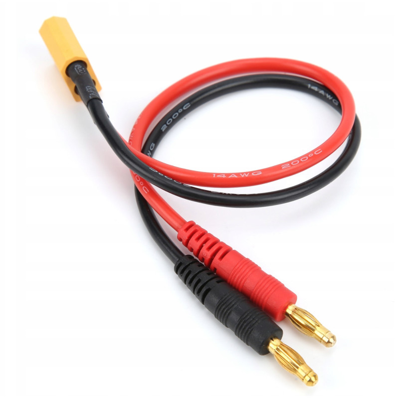 Adapter Przejściówka XT60 - wtyk bananowy 4,0mm 15cm 12AWG do ładowarek