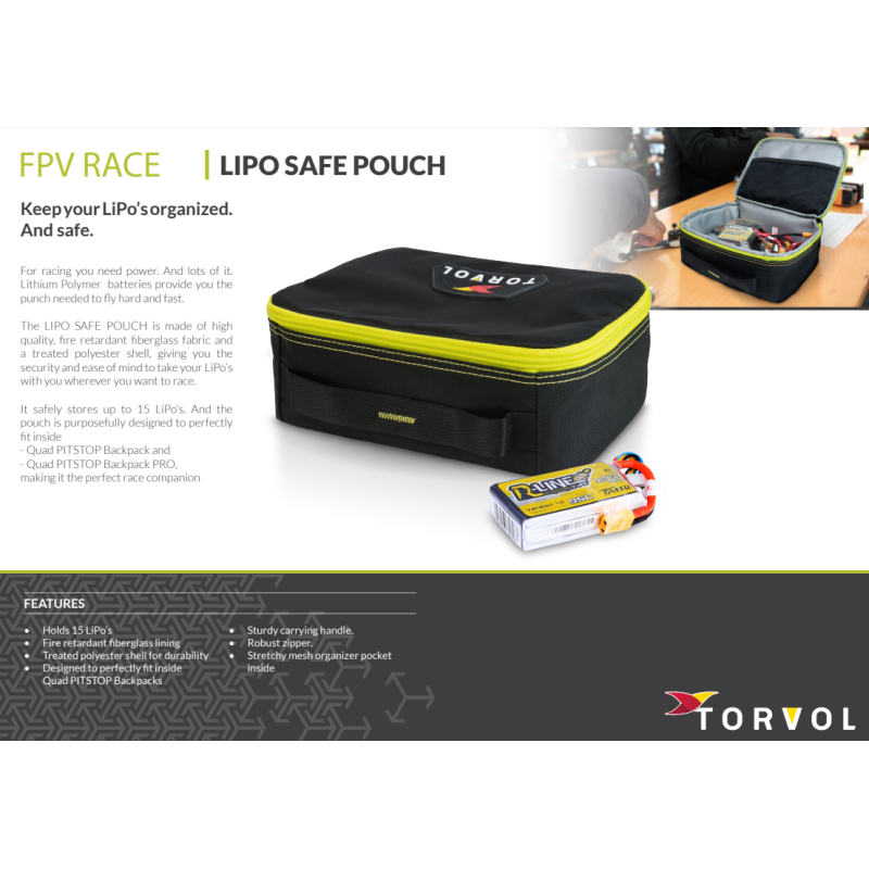 Torvol LiPo Safe Bag – Torba ognioodporna na 15 akumulatorów LiPo
