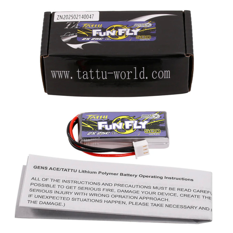 Tattu Funfly 500mAh 2S LiPo - JST, Drony FPV, 25C