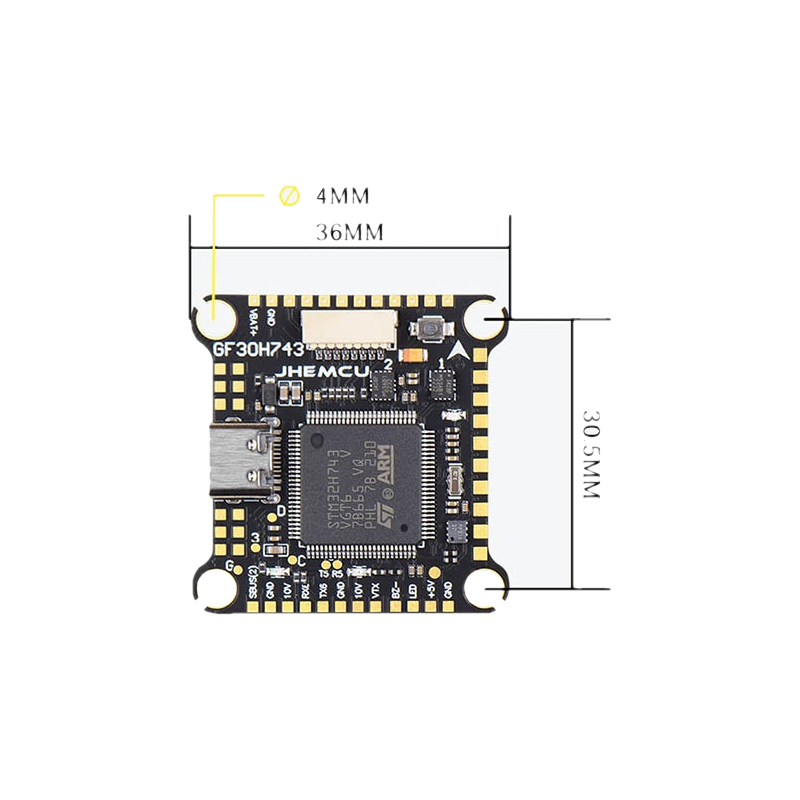JHEMCU GF30H743 – kontroler lotu FPV z BEC 5V/10V i OSD
