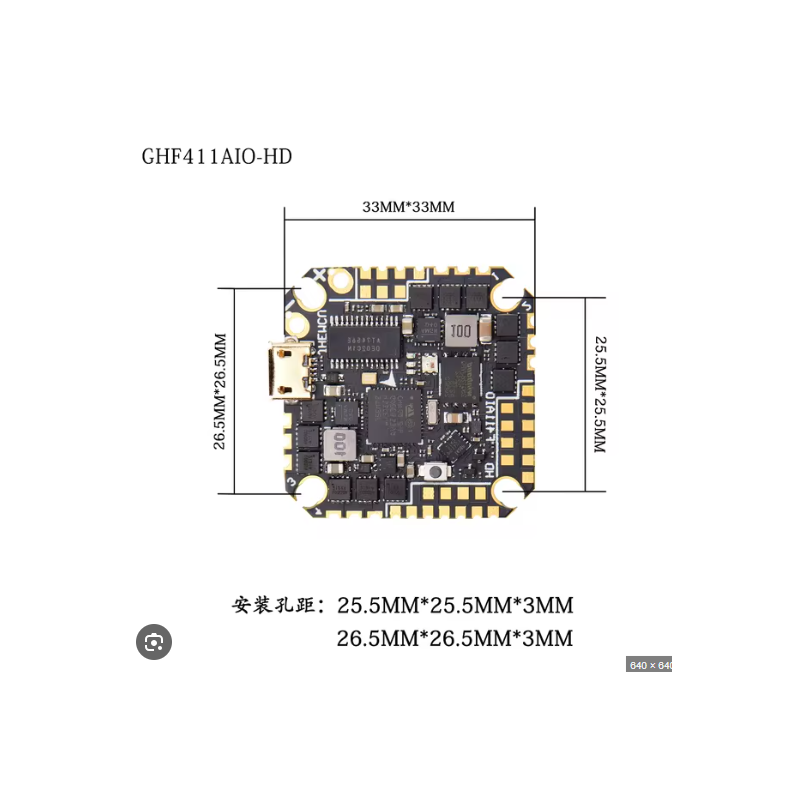 JHEMCU GHF411AIO-HD FC + ESC 40A 3–6S – kontroler AIO do FPV