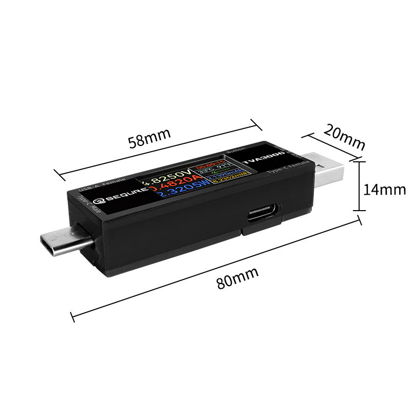 SEQURE TVA3006 – miernik napięcia i prądu USB-A/USB-C