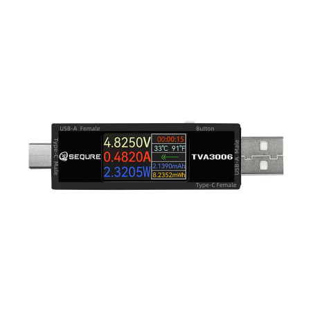 SEQURE TVA3006 – USB-A & Type-C Power Meter with IPS Display