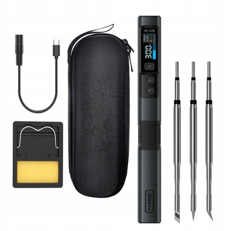 FNIRSI HS-02B zestaw Inteligentna lutownica - 3 groty kabel DC Etui