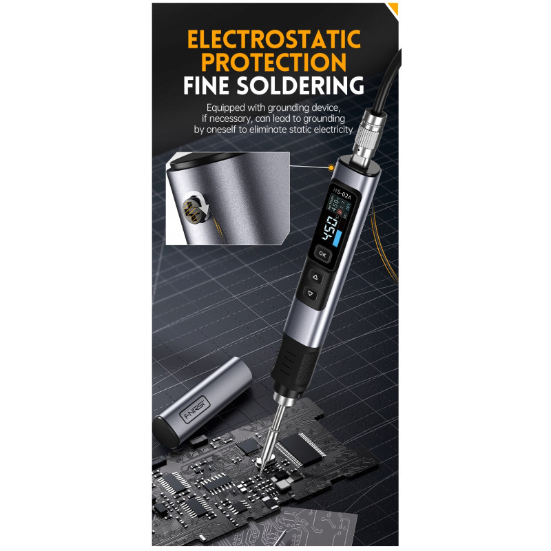 FNIRSI HS-02B – 100W Soldering Kit with 3 Tips and USB-C