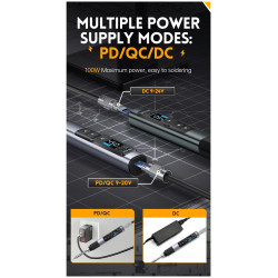 FNIRSI HS-02A Precyzyjna Lutownica Cyfrowa 100W USB QC/PD 6szt. groty HS02