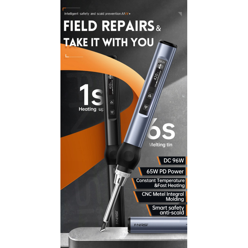 USB-C digital soldering iron with OLED display