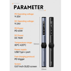 FNIRSI HS-01 Lutownica Cyfrowa Precyzyjna 65W USB-C 6szt. grotów HS-01