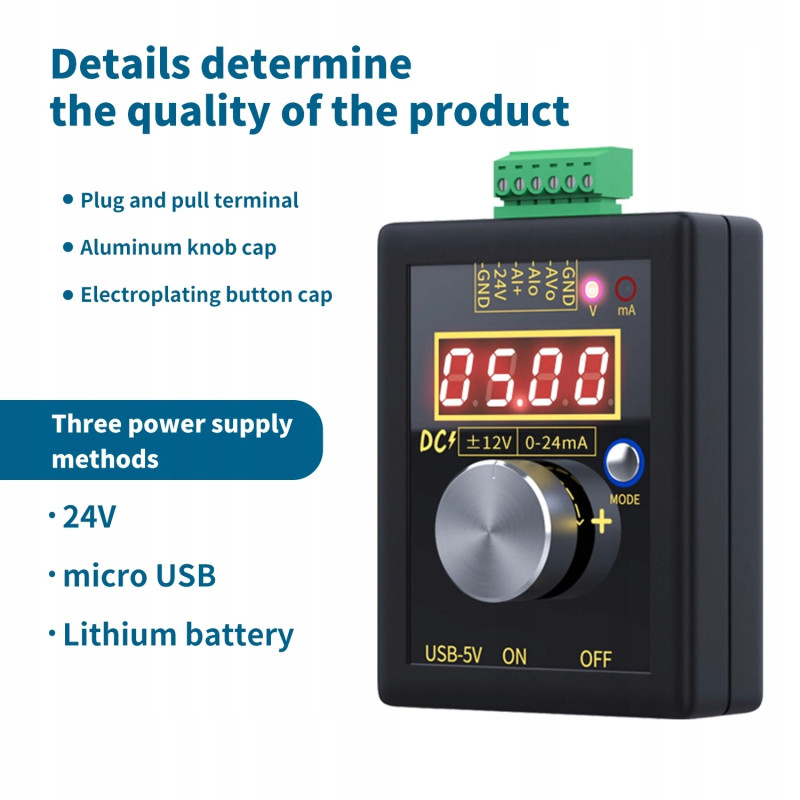 FNIRSI SG-002 – Generator sygnałów ±12V / 4–20mA z akumulatorem