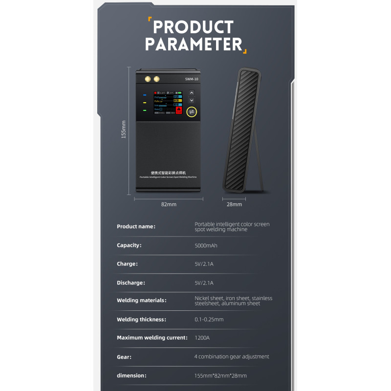 FNIRSI SWM-10 – 1200A Portable Battery Spot Welder with USB-C