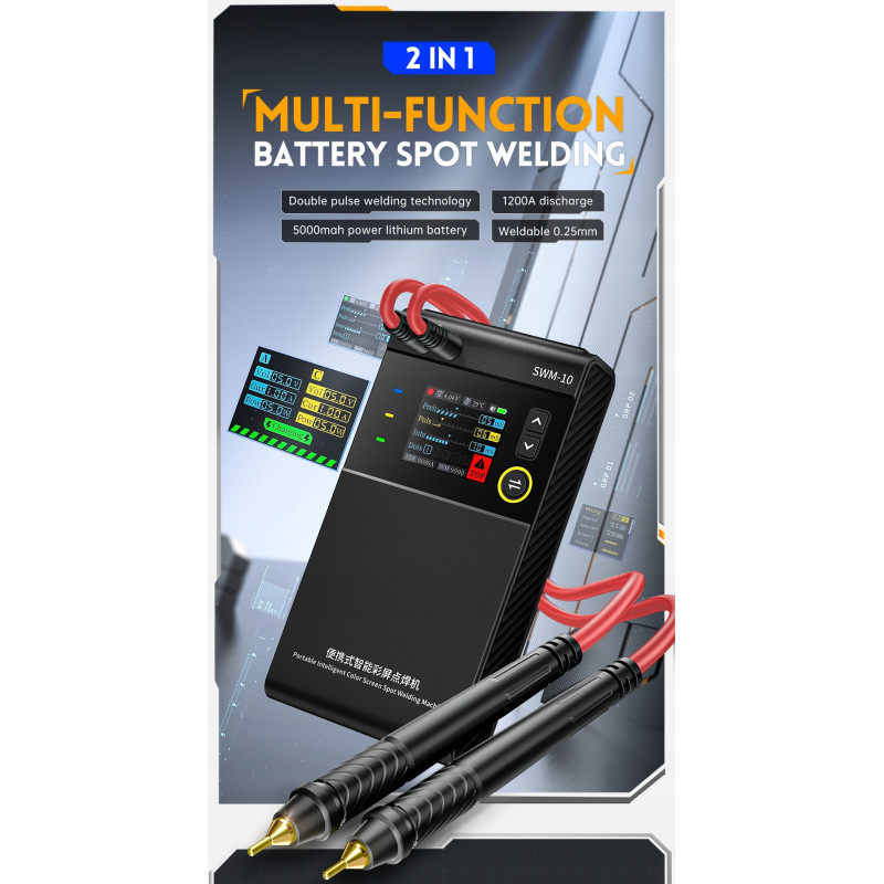 FNIRSI SWM-10 – 1200A Portable Battery Spot Welder with USB-C