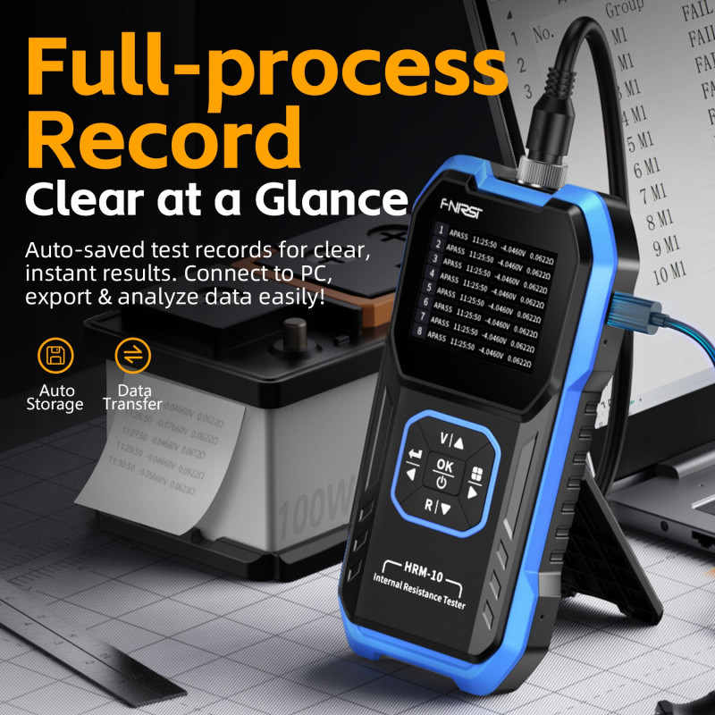 FNIRSI HRM-10 Battery Tester – Voltage & Resistance 0–100V, LCD