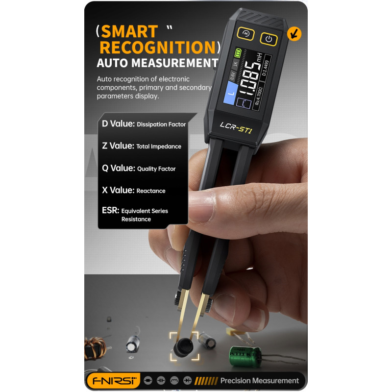 FNIRSI LCR-ST1 – Smart SMD Tweezer LCR Tester with USB-C