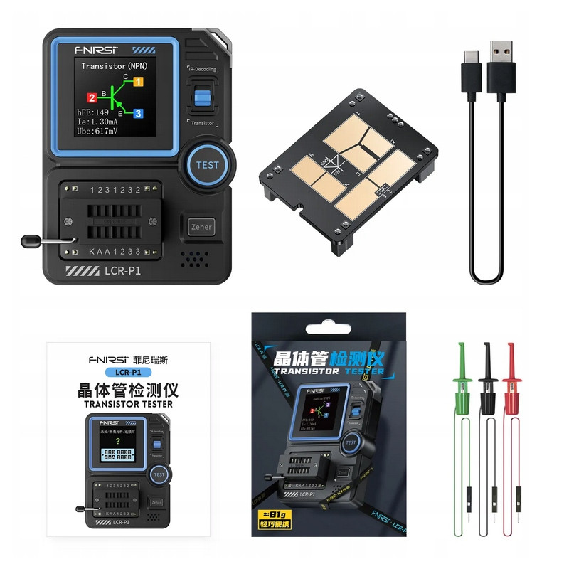 Compact electronic component tester with LCD screen