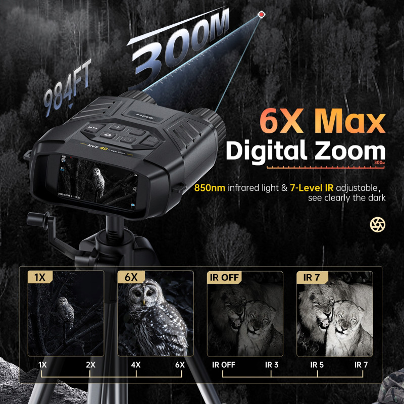FNIRSI NVS-40 – Digital Night Vision Binoculars 4K with 300m Range
