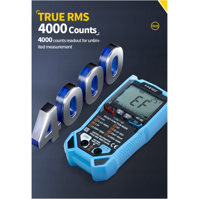 Fnirsi MT-40 – Auto Multimeter with NCV, Flashlight & True RMS
