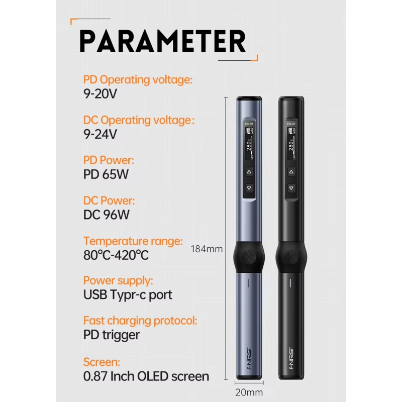 FNIRSI HS-01 smart soldering iron with OLED display