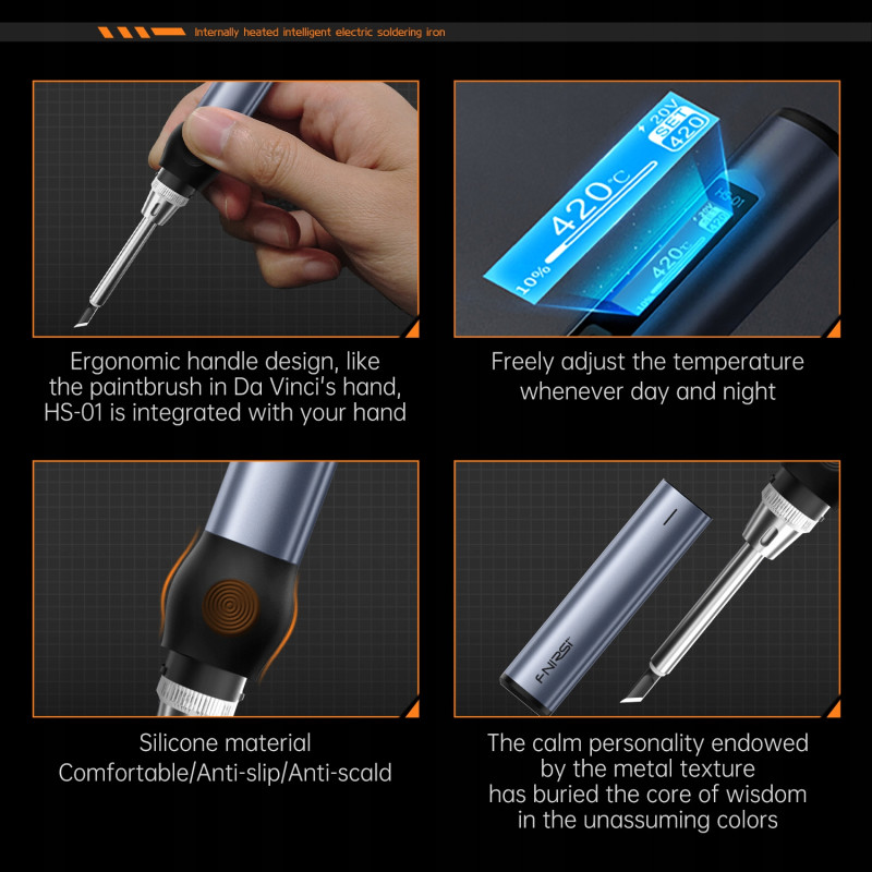 FNIRSI HS-01 BC2 – Smart 100W Soldering Iron with OLED and USB-C