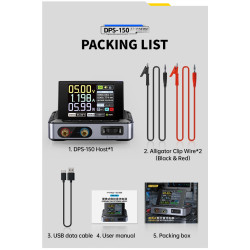 Compact FNIRSI DPS-150 lab power supply with color LCD screen