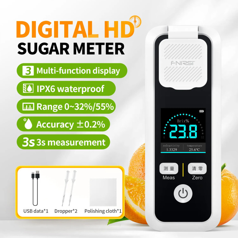 FNIRSI JBM-20 Digital Brix Refractometer – 0–55% with IPS Screen