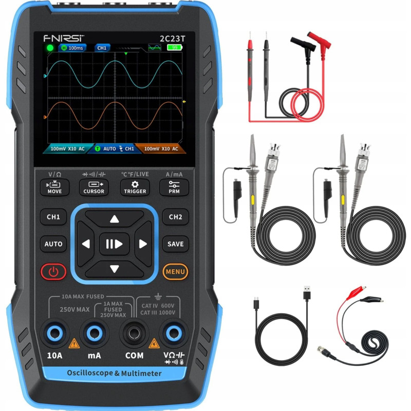FNIRSI 2C23T Oscyloskop 2x10MHz Multimetr Generator PRO Tester 3w1