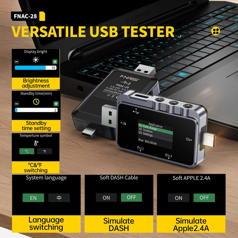 FNIRSI FNAC-28 – USB Type-C Tester with Voltage & Current Display