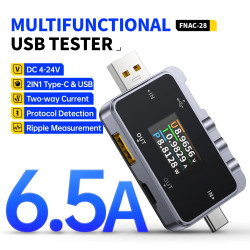 Measuring voltage and current using the FNIRSI FNAC-28 tester