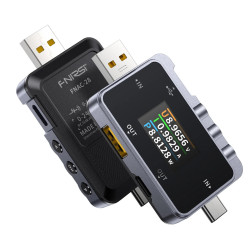 TFT LCD screen of FNIRSI FNAC-28 displaying measurement data