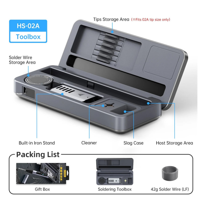 FNIRSI HS-02A soldering kit with storage box