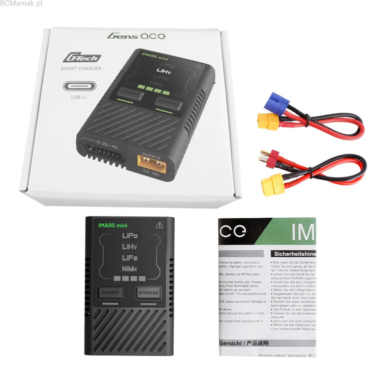 Gens Ace iMars Mini G‑Tech 60W 2–4S RC Charger + Adapter (EU)