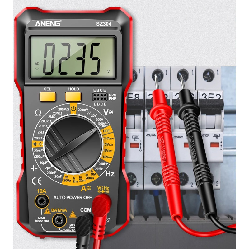 ANENG SZ304 Digital Multimeter – auto range, NCV, 2000 counts