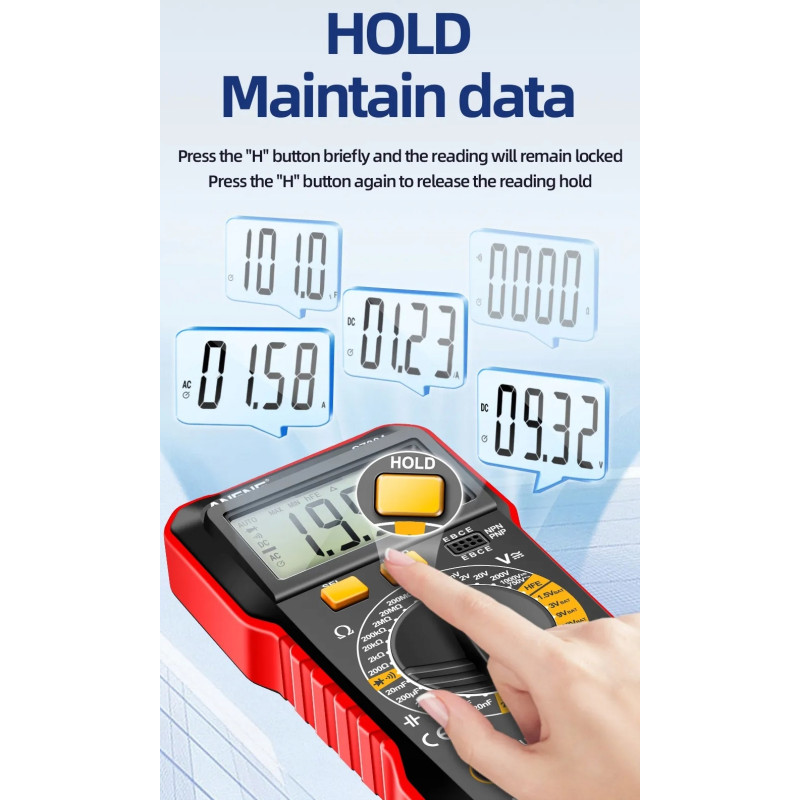 Multimetr ANENG SZ304 – auto range, LCD, NCV, 2000 pozycji