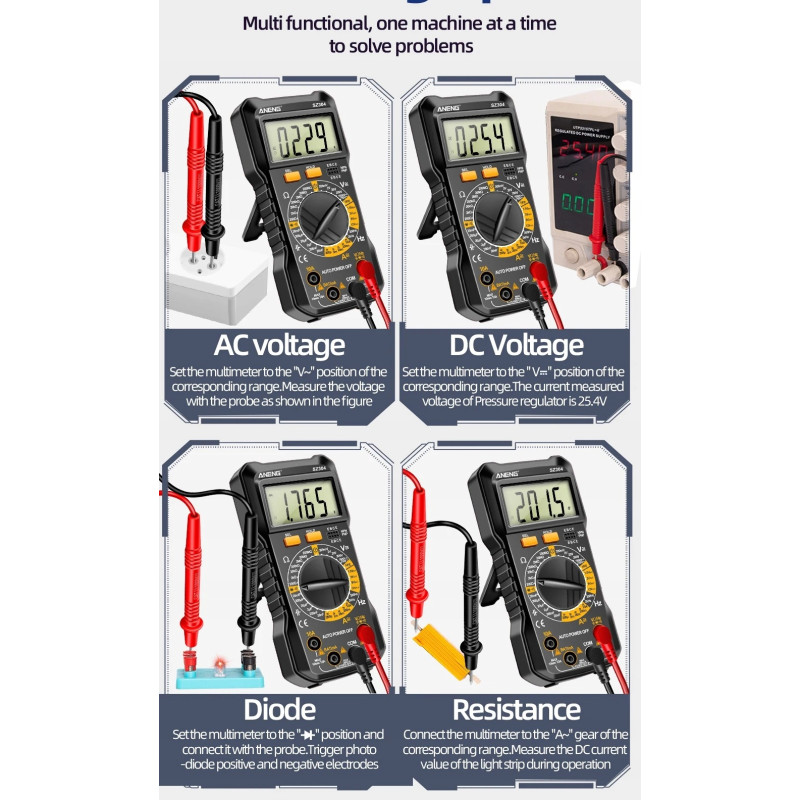 ANENG SZ304 Digital Multimeter – auto range, NCV, 2000 counts