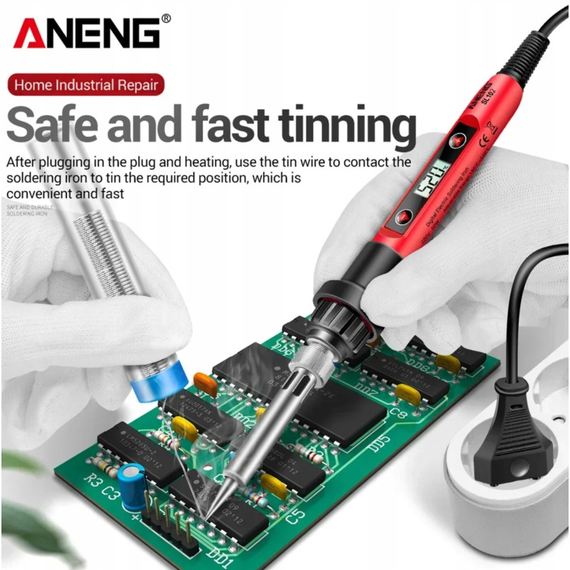 ANENG SL102-12 Soldering Iron Kit – 80W LCD, EU Plug