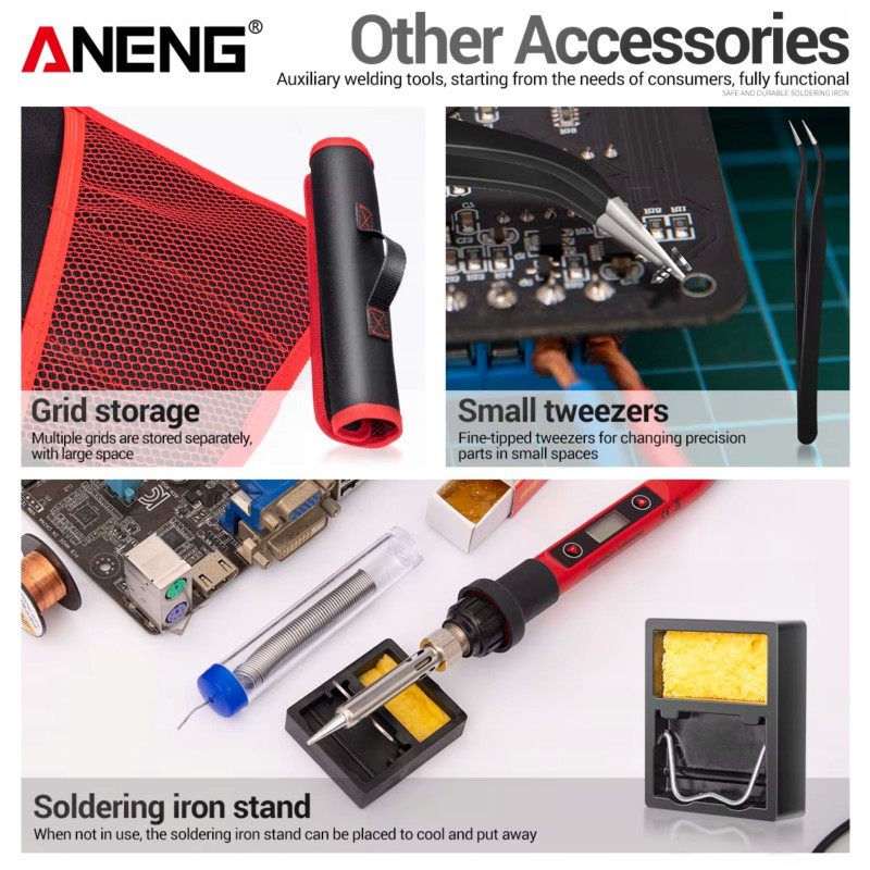 ANENG SL102-12 Soldering Iron Kit – 80W LCD, EU Plug