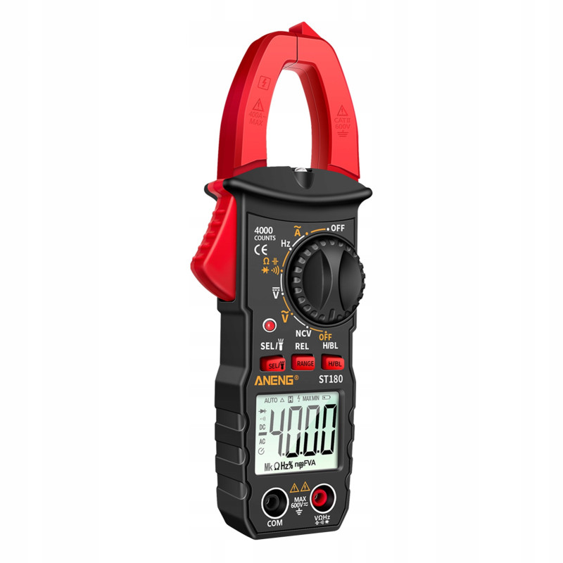 ANENG ST180 Clamp Meter – True RMS, 600V, 20A, NCV, LCD