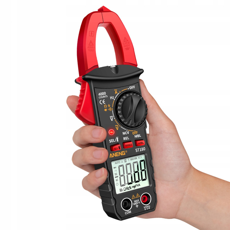 ANENG ST180 Clamp Meter – True RMS, 600V, 20A, NCV, LCD