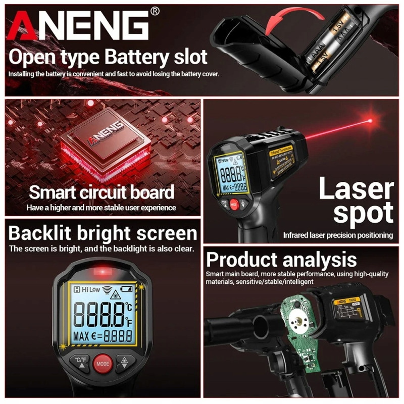 ANENG TH202 Infrared Thermometer – Fast, Contactless, LCD Display