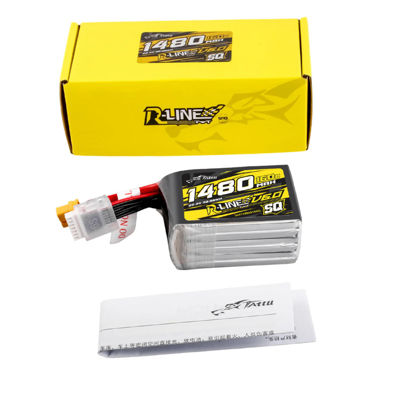 Tattu R-Line V6 1480mAh 6S 160C LiPo XT60 [SQ] - Ultimate FPV Power