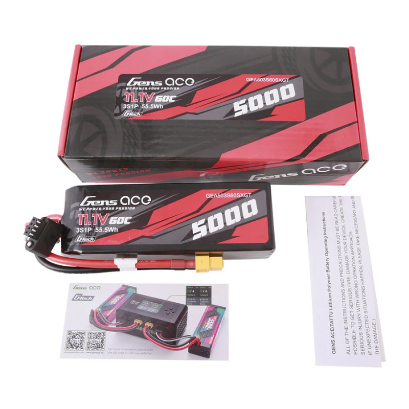 Gens ace G-Tech 5000mAh 11.1V 60C LiPo XT60 - RC Power