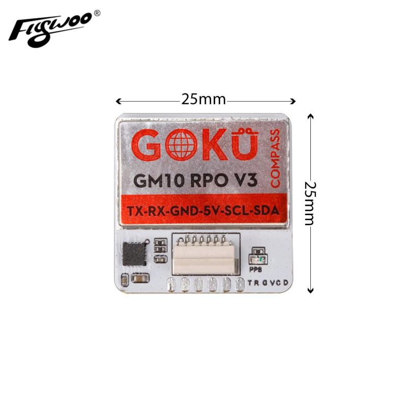 Compact Flywoo GPS module with integrated wiring and compass